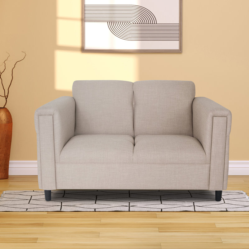 Broadway Modern Loveseat Sofa Small Couches for Living Room Bedroom Small Spaces Solid Wood Frame